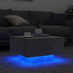 Vidaxl Klubska mizica z LED lučmi betonsko siva 55x55x31 cm