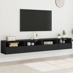 Vidaxl Stenske TV omarice 2 kosa črne 100x30x30 cm inženirski les
