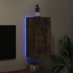 Vidaxl Stenska TV omarica z LED lučkami dimljeni hrast 30,5x35x70 cm
