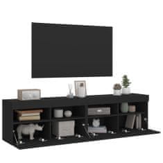Vidaxl Stenske TV omarice z LED lučkami 2 kosa črna 80x30x40 cm