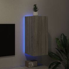 Vidaxl Stenska TV omarica z LED lučkami siva sonoma 30,5x35x70 cm
