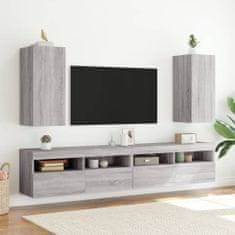 Vidaxl Stenska TV omarica z LED lučkami siva sonoma 30,5x35x70 cm