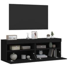 Vidaxl Stenske TV omarice z LED lučkami 2 kosa črna 60x30x40 cm