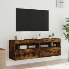 Vidaxl Stenske TV omarice z LED 2 kosa dimljeni hrast 60x30x40 cm