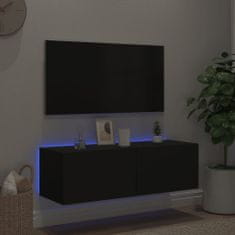 Vidaxl Stenska TV omarica z LED lučkami črna 100x35x31 cm