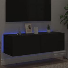 Vidaxl Stenska TV omarica z LED lučkami črna 100x35x31 cm