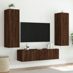 Vidaxl Stenske TV omarice z LED 2 kosa rjavi hrast 80x35x31 cm