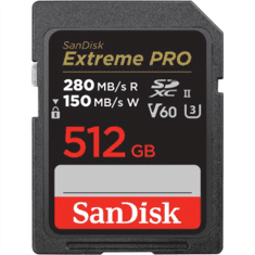 SanDisk Extreme PRO 512 GB V60 UHS-II kartice SD, 280/150 MB/s,V60,C10,UHS-II