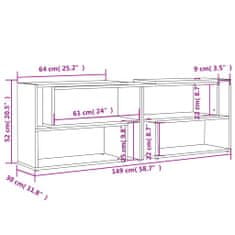 Vidaxl TV omarica visok sijaj bela 149x30x52 cm iverna plošča