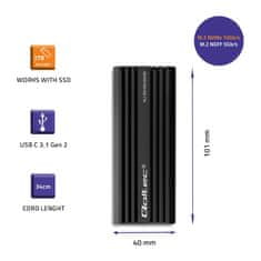 Qoltec qoltec nv2270 ohišje za pogon m.2 ssd | sata | nvme | usb-c | 2tb