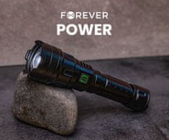 Forever POWER ročna LED svetilka, 700 lum, 3 načini, ZOOM, polnilna baterija, IPX4, USB-C