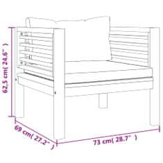 Vidaxl Sedežna garnitura 2-delna s temno sivimi blazinami akacija