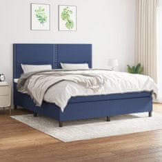 Vidaxl Box spring postelja z vzmetnico modra 180x200 cm blago