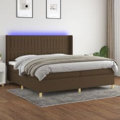 Vidaxl Box spring postelja z vzmetnico LED temno rjava 200x200cm blago