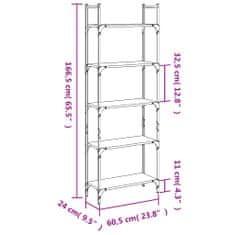 Vidaxl Knjižna polica 5-nadstropna sonoma hrast 60,5x24x166,5 cm