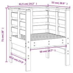 Vidaxl Vrtni stol 2 kosa črne barve 61,5x53x71 cm trdna borovina