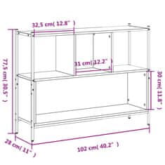 Vidaxl Knjižna omara siva sonoma 102x28x77,5 cm inženirski les