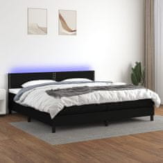 Vidaxl Box spring postelja z vzmetnico LED črna 200x200 cm blago