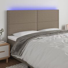 Vidaxl LED posteljno vzglavje taupe 180x5x118/128 cm blago