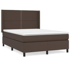 Vidaxl Box spring postelja z vzmetnico rjav 140x200 cm umetno usnje