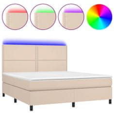 Vidaxl Box spring postelja z vzmetnico LED kapučino 160x200 cm