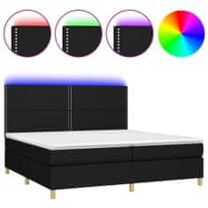 Vidaxl Box spring postelja z vzmetnico LED črna 200x200 cm blago