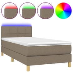 Vidaxl Box spring postelja z vzmetnico LED taupe 80x200 cm blago