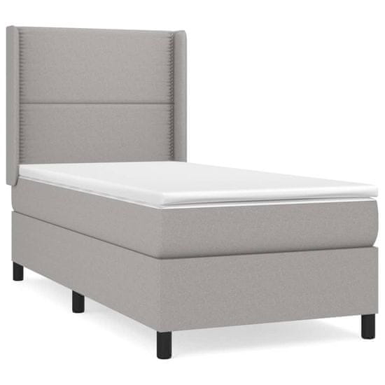 Vidaxl Box spring postelja z vzmetnico svetlo siva 90x200 cm blago