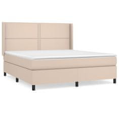 Vidaxl Box spring postelja z vzmetnico kapučino 160x200cm umetno usnje