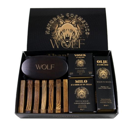 WOLFNaturalCosmetics 5 delni set MAX GROW z izdelki za nego brade in telesa