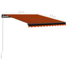 Vidaxl Ročno zložljiva tenda 350x250 cm oranžna in rjava