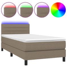 Vidaxl Box spring postelja z vzmetnico LED taupe 90x200 cm blago