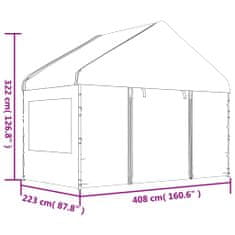 Vidaxl Paviljon s streho bel 4,08x2,23x3,22 m polietilen