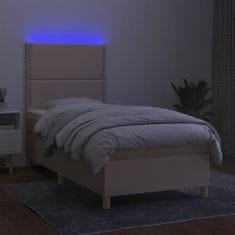 Vidaxl Box spring postelja z vzmetnico LED krem 80x200 cm blago