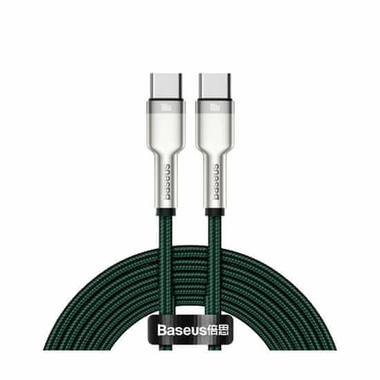BASEUS kabel USB C-C 2m 100W 20V 5A Cafule Metal pleten zelen CATJK-D06
