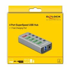 Delock hub USB 3.2 4xA +1xFast Charging Port 63262