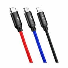 BASEUS polnilni kabel USB 3v1 Lightning/ TipC/Mikro 3.5A tri barve 1,2m