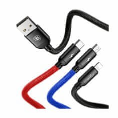 BASEUS polnilni kabel USB 3v1 Lightning/ TipC/Mikro 3.5A tri barve 1,2m