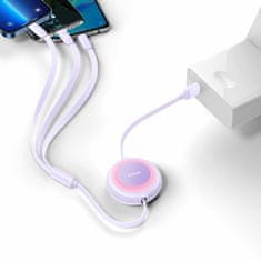 BASEUS polnilni kabel USB 3v1 Lightning/ TipC/Mikro 3.5A vijoličen 1,1m CAMJ01000