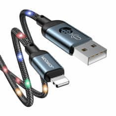 Joyroom kabel USB/Lightning 1.2m 2.4A sound LED črn S-1230N16