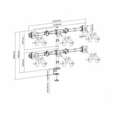 S-box namizni nosilec za 6x monitor LCD-352/6 črn