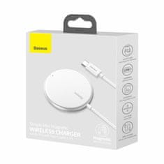 BASEUS polnilec brezžični 15W Qi magsafe iPhone bel WXJK-F02