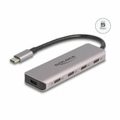 Delock hub USB 3.1 5x TipC 5/Gbps srebrn 64238