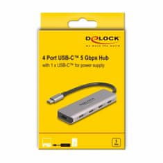 Delock hub USB 3.1 5x TipC 5/Gbps srebrn 64238