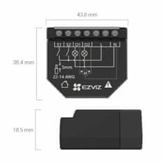 EZVIZ pametno stikalo z merilcem porabe vgradno - 2 kanala črn T36