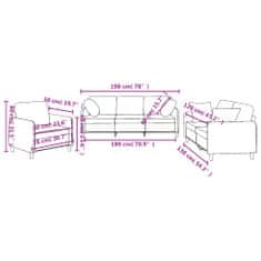 Vidaxl Sedežna garnitura 3-delna z vzglavniki temno sivo blago