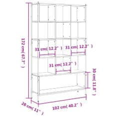 Vidaxl Knjižna omara dimljeni hrast 102x28x172 cm inženirski les
