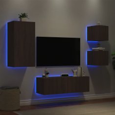 Vidaxl Stenske TV omarice z LED lučkami 4 kosi rjavi hrast