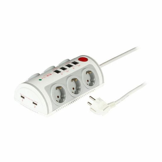 EFB prenapetostna zaščita EURO 6s/1,5m+ 2xRJ45/11+2xUSB siv EK610