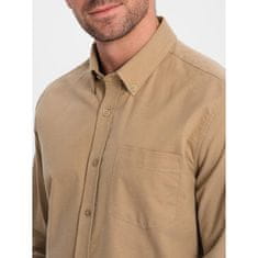 OMBRE Moška bombažna polo majica REGILAR FIT z žepom V2 OM-SHOS-0153 svetlo rjava MDN124351 XL